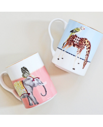 Set 2 mug CARNIVAL ELEPHANT AND GIRAFFE