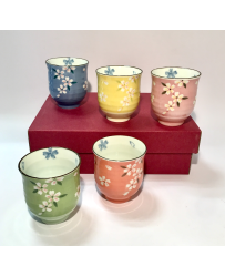 Set 5 tazze floreali giapponesi